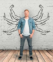 Mini Shooting Mann in Jeanshemd